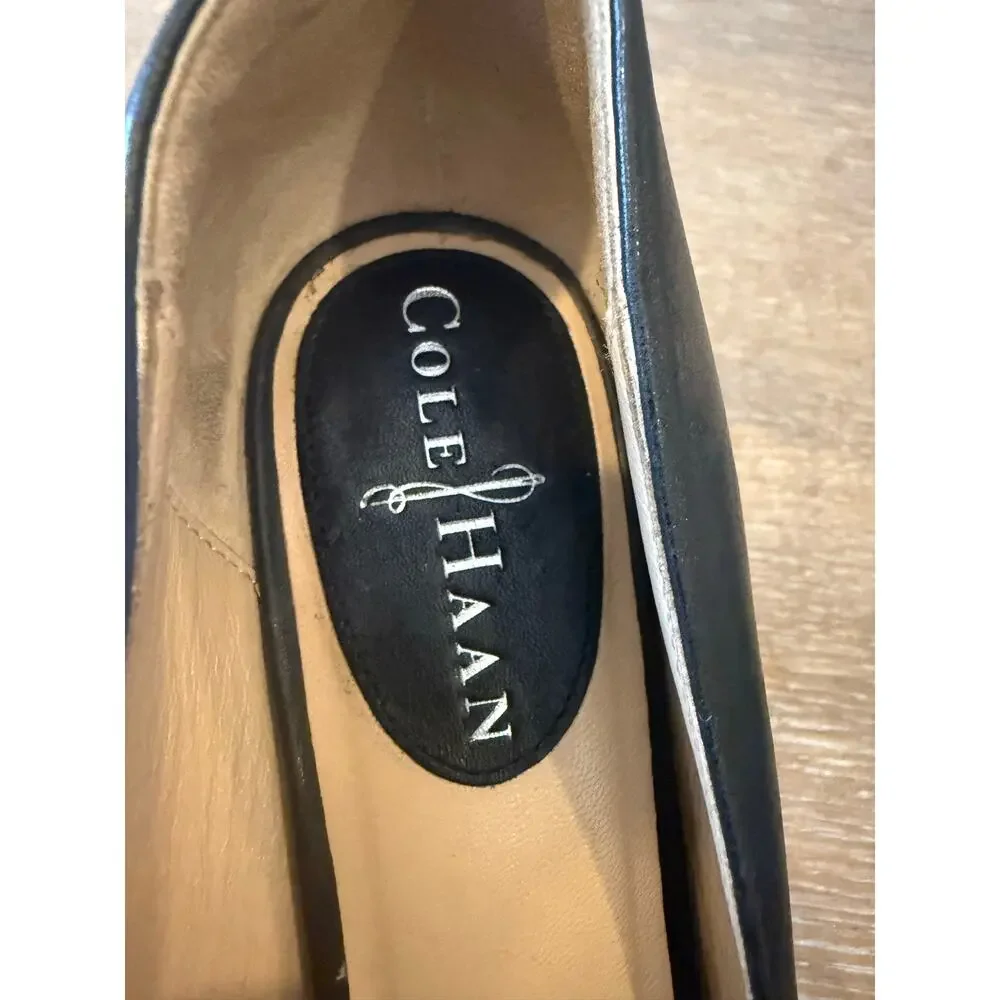 COLE HAAN Black Leather Open Toe Pump Heels Women size 6
